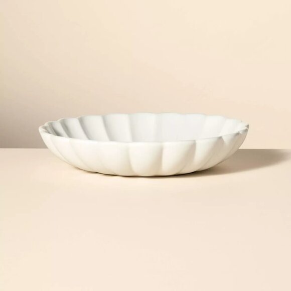 98oz Scalloped Edge Stoneware Serving Bowl Cream - Hearth & Hand Magnolia Target - Picture 1 of 5